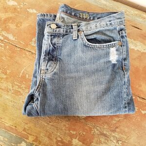 Boy Jean Jeans men 31 distressed button fly straight Denim Jeans
